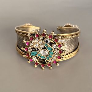 Kundan Silver Kada