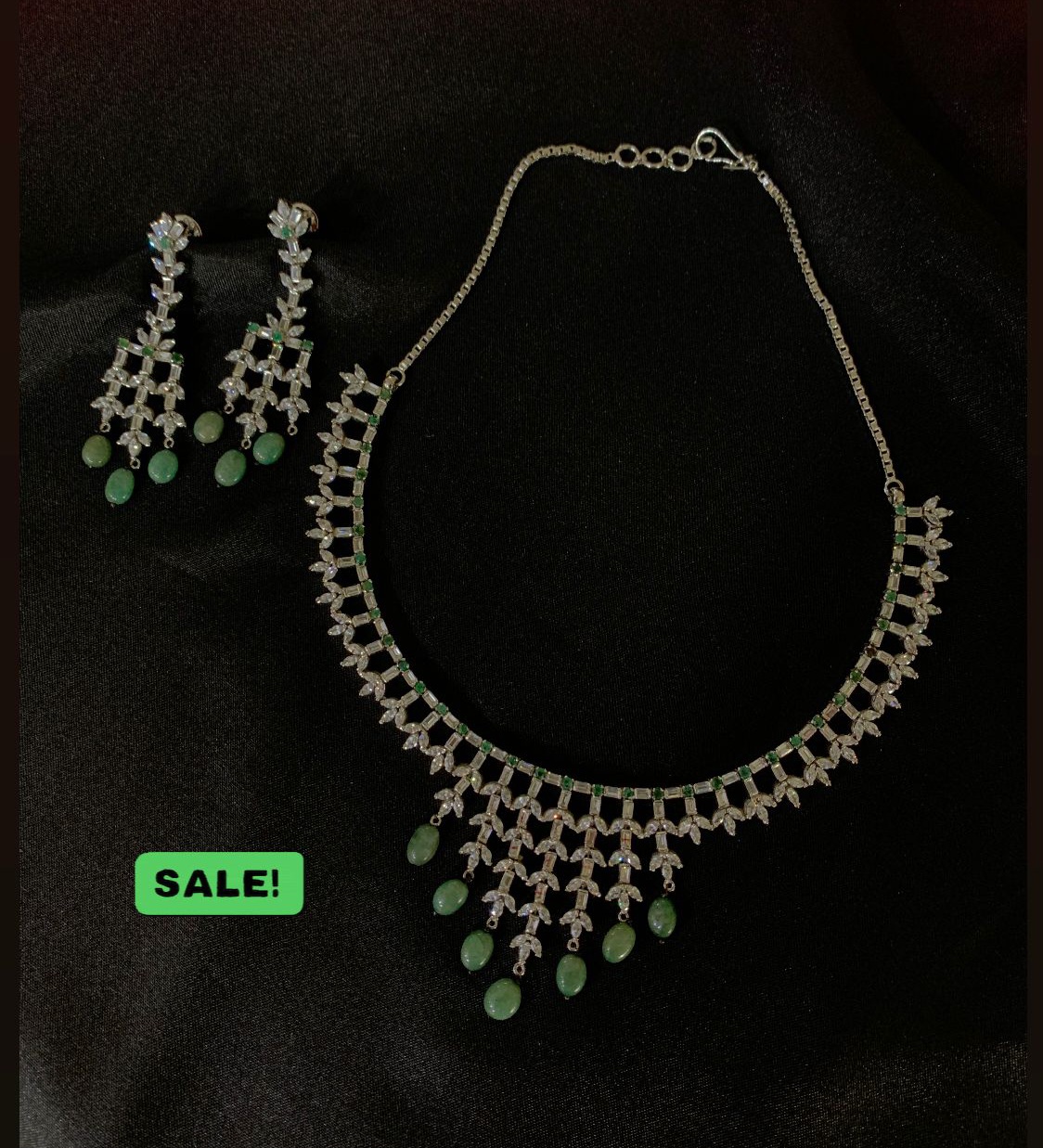 Cz Diamond Choki Marquise Necklace Set