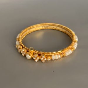 Silver Bangle With Gold Polish