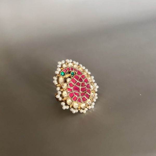 Peacock Kundan Ring - Image 3