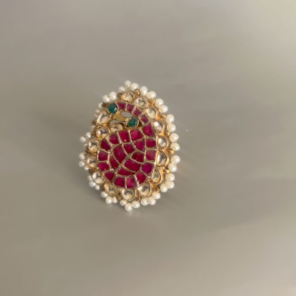 Peacock Kundan Ring - Image 2