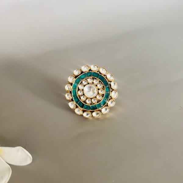 Abhigya Ring - Round Kundan Ring - Image 2