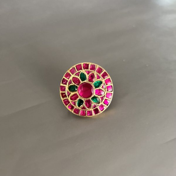 Kundan Silver Ring