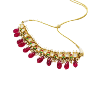 22 Carat Gold Plating With Multi Kundan Chokar Necklace Set