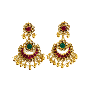 Multi Kundan Chand Earrings