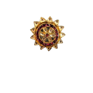 92.5 Maroon White Kundan Round Ring