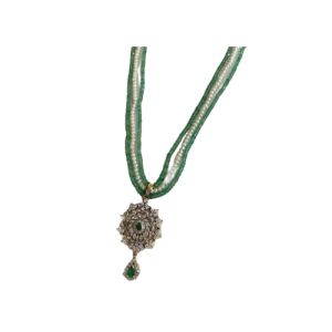 Emerald St Cz Gjp. Set With Emerald & Pearl Mala