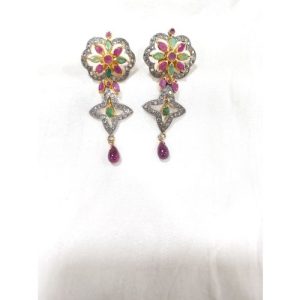 Ruby Emerald Dull Victorian Earrings