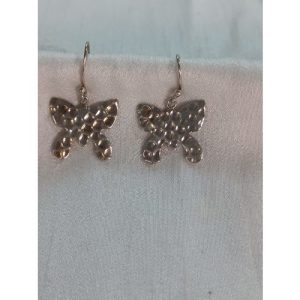 Silver Butterfly Carving Hook Earring