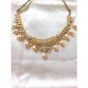 Full White Kundan Delicate Necklace Set