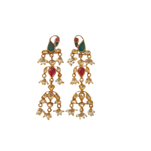 Multi Kundan Pearl Zumkhis Earrings.