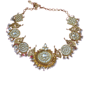 White Kundan 22ct Gold Crafted Necklace