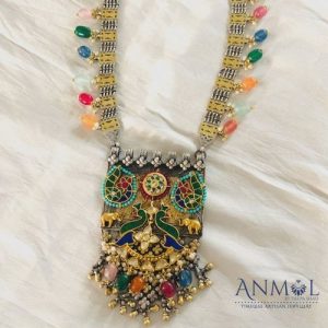 Jaisalmeri Fusion Pendant With Twotone Belt With Multi Drops.