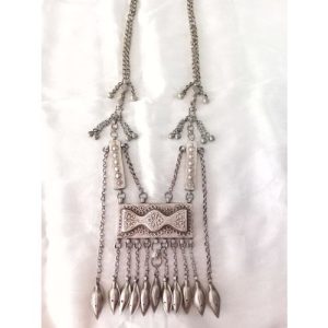 Rectangle Long Chain Afghani Necklace