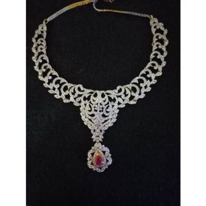 Ruby Stone Cz Necklace Set