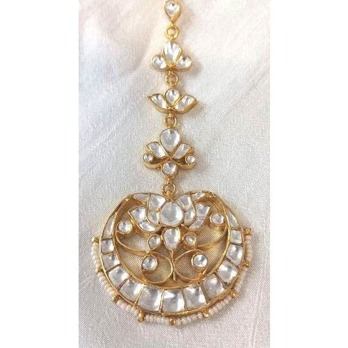 Full White Kundan Silver Based Maang Tikka