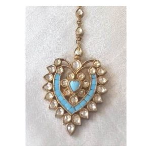 Turquoise White Kundan Tikka