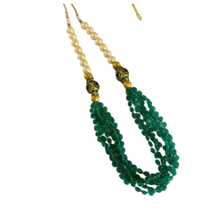 Green Beads Pearl Mala Set