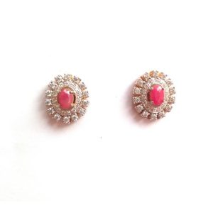 Ruby Stone Stud Earrings