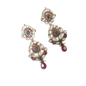 Rodo White Kundan Log Earrings