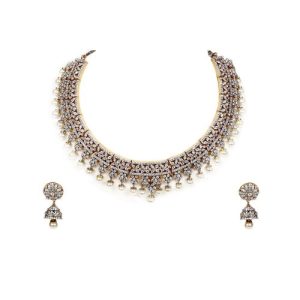 Cz Diamond pearl Necklace Set