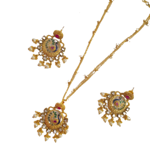 Multi Kundan Peacock Gold Finish Necklace Set