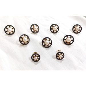 Black Stone Golden Polish Pearl Kurta Buttons For Men