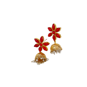 Red Stone Flower Dool Earring