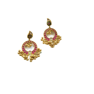 Multi Kundan Gughari Hanging Mango Shape Earrings