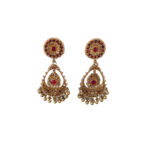 Red White Kundan Log Earrings