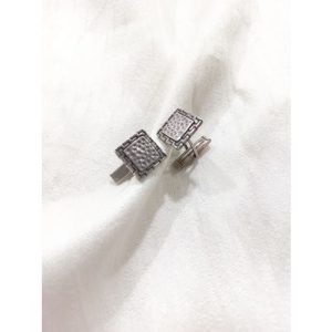 Square Carving Silver Based Cufflinks