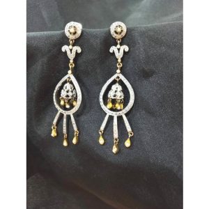 Cz Twotone Polish Silver Based Earring