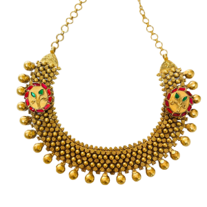 22 Carat Gold Plated With 2 Kundan Side Pin Necklace