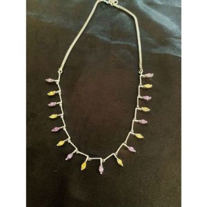 Citrine Yellow And Purple Amethyst Stone Necklace Set