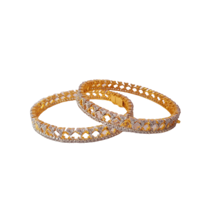 Cz Diamond Two Tone Polished Bangle