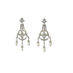 Cz Diamond Pearl Hanging Earring