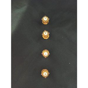 Center Pearl Golden Carving Real Ruby Stones Silver Based Kurta Buttons For Men