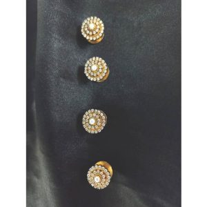 Center Pearl Cz Gj Silver Based Kurta Buttons For Men