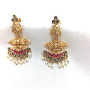 Golden Carving Fish Earrings