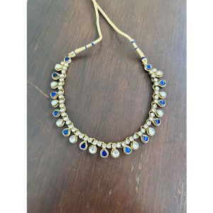 Blue White Kundan Necklace Set