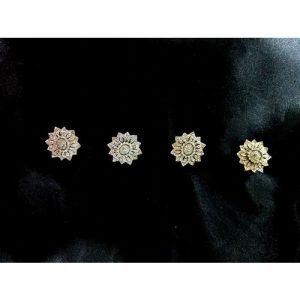 Cz Diamond Gj Flower Design Silver Based Kurta Buttons For Men