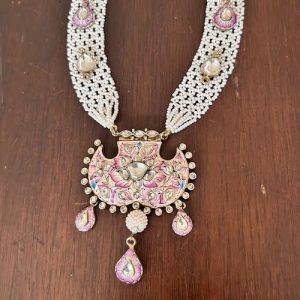 Bikaneri Painting Mino White Kundan Ivory Guthani Belt Pendant