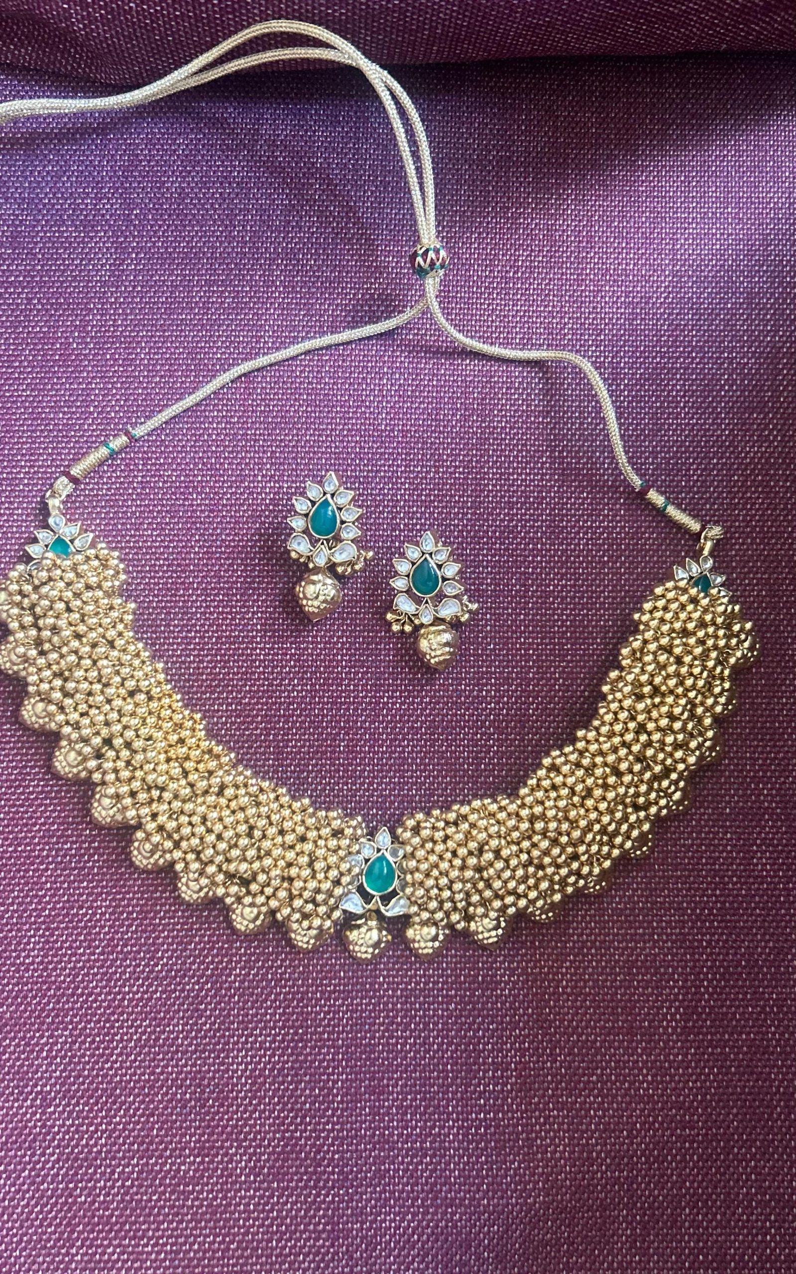 traditional silver base ghughar necklace