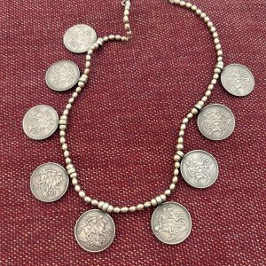 Maisha- silver antique coin necklace