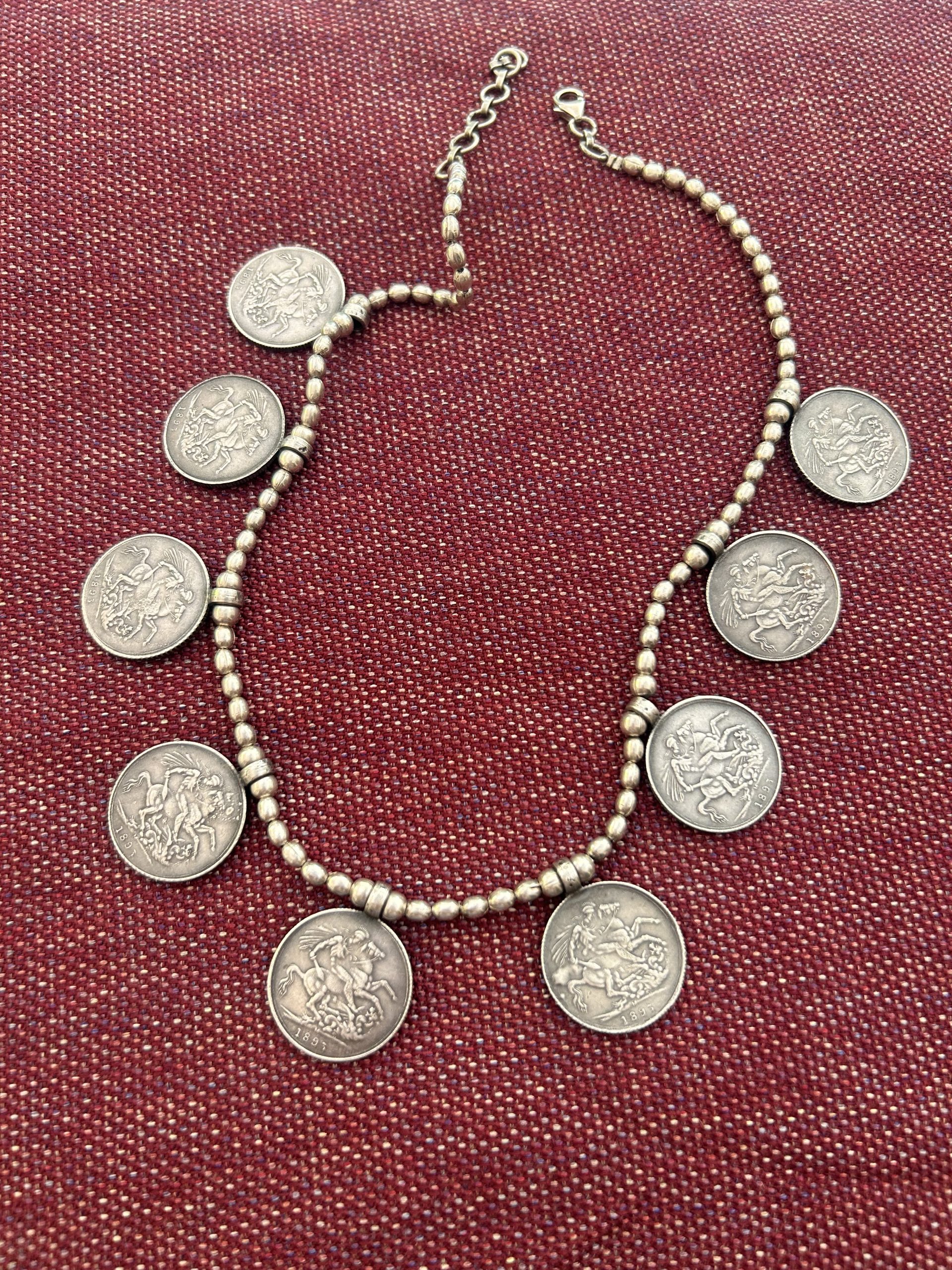 Maisha- silver antique coin necklace